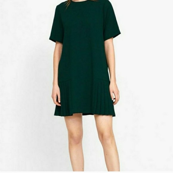 Zara Dark Green Pleated Dress - Picture 2 of 13